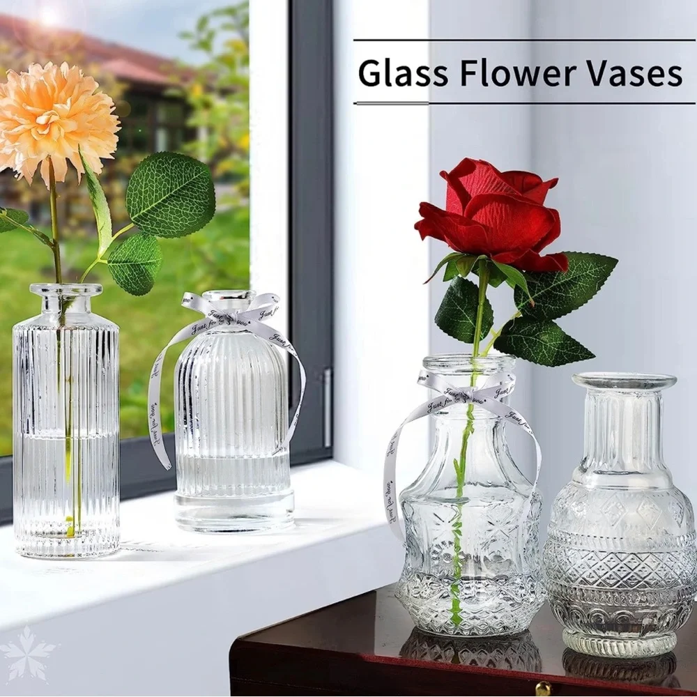 Glass Vases Vintage Style Set of 4 NEW